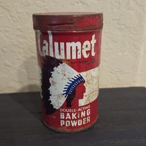 Vintage 1950'S CALUMET Double-Acting Baking Powder Tin Can 1/2 lb. N.Y. USA
